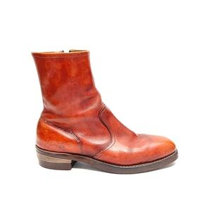 Vintage 1980s chestnut brown leather steel toe western style work boots